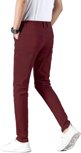 Miniatura 2 de Plaid&Plain - Pantalones de color caqui elásticos y ajustados para hombre