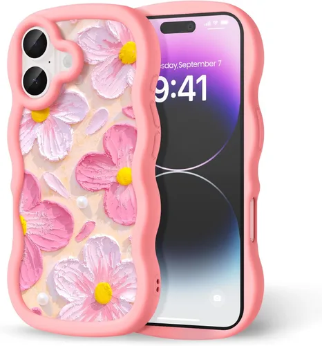 Miniatura 252 de Compatible con iPhone SE/8/7 Funda para Mujeres y Niñas, Marco Ondulado Rizado con Patrón Lindo, Estética Delgada Suave Silicona TPU Parachoques