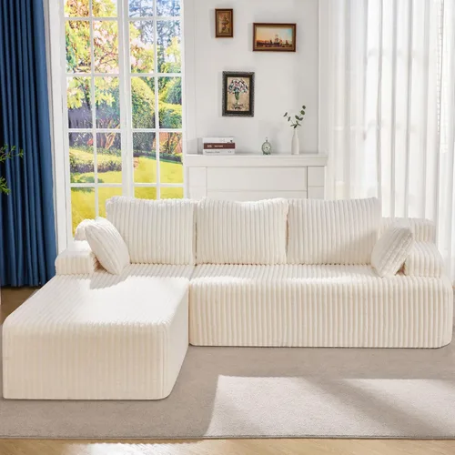 Miniatura 13 de Hobestluk Sofá modular modular sin hueso, sofá en forma de L, sofá modular de 3 asientos, sofá modular de espuma viscoelástica para muebles de sala