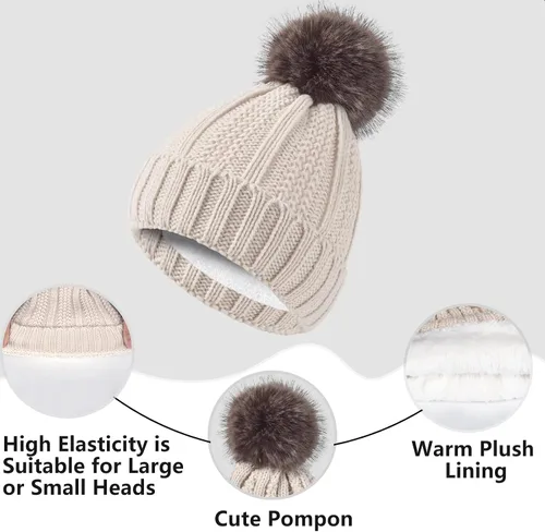 Miniatura 3 de Conjunto de guantes de invierno para mujer, gorro de forro polar, bufanda para pantalla táctil, guante 3 en 1