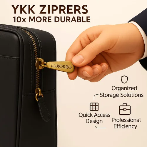 Miniatura 6 de Luxorro Maletín de cuero de grano completo para hombre, opción preferida de regalos para hombres, bolso de cuero artesanal para laptop con múltiples