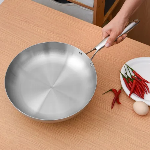 Miniatura 3 de Sartén de acero inoxidable, sartenes de grado profesional para cocinar, sartén antiadherente de acero inoxidable con revestimiento de tres capas