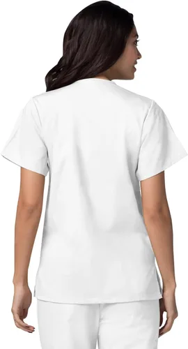 Miniatura 3 de Adar - Conjunto de uniforme médico universal para mujer con parte superior frontal y pantalones con múltiples bolsillos