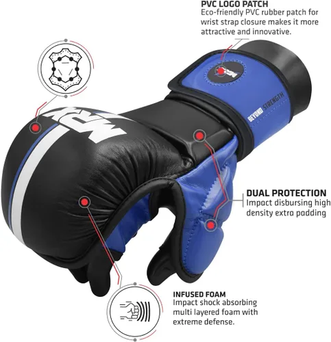 Miniatura 2 de MMA Sparring Pro - Guantes con palma ventilada abierta, guantes de artes marciales adecuados para hombres y mujeres, lucha contra jaula de kara