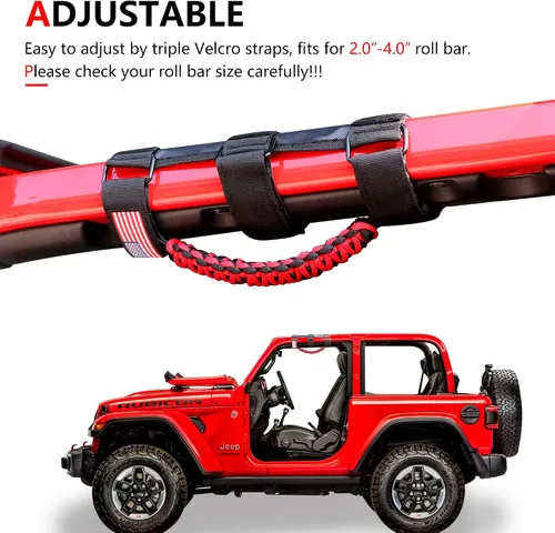 Miniatura 2 de Asas de Agarre de Barra Antivuelco para Jeep Wrangler CJ YJ TJ JK JL Gladiator JT 1955-2025 2.0"-4.0" Jaula Antivuelco Mango de Agarre de Paracord 2