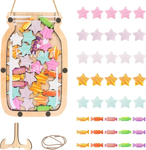 Miniatura 9 de Tarro de recompensa magnético personalizado con estrellas, tarro de recompensa para el aula para niños, tabla de comportamiento del sistema