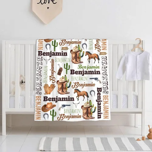 Miniatura 2 de Manta de bebé personalizada con diseño de animales del bosque, manta personalizada con nombre para niñas y niños, regalos de registro, manta suave