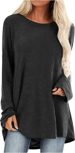 Miniatura 19 de Túnicas o tops para mujer para llevar con leggings, manga larga, ajuste holgado, ropa de otoño, cuello redondo, degradado, cómodas, blusas 02 Verde