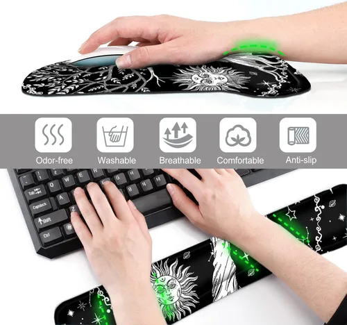 Miniatura 4 de ToLuLu - Alfombrilla ergonómica para mouse y mouse con reposamuñecas para teclado, para computadora, laptop, PC, cómoda y duradera, reposamuñecas