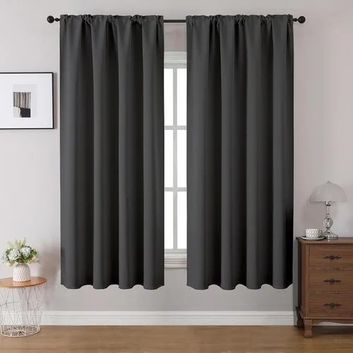 Miniatura 14 de CUCRAF Cortinas opacas de 45 pulgadas de largo, juego de 2 paneles para dormitorio, bolsillo para cortinero, cortinas de oscurecimiento