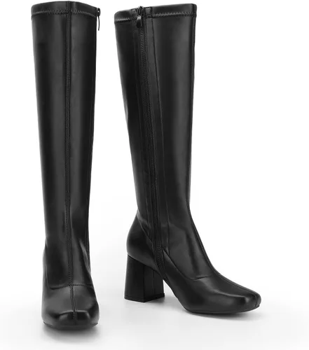 Miniatura 3 de DREAM PAIRS Botas Gogo para mujer, punta cuadrada, botas altas hasta la rodilla para mujer