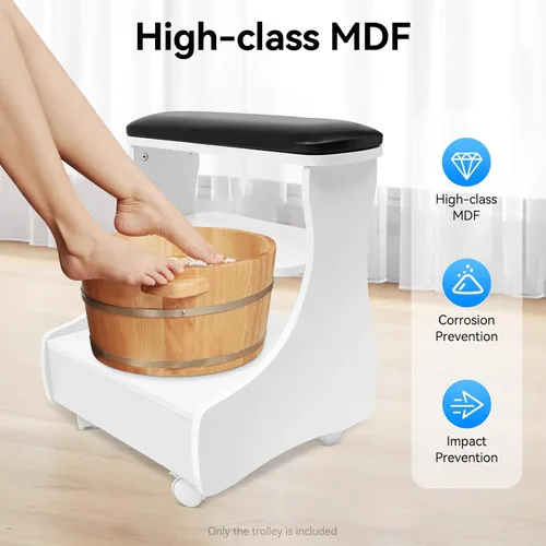 Miniatura 5 de Bepritm - Pie de pedicura portátil, taburete de pedicura ajustable con estante extraíble y ruedas, soporte de descanso multifuncional, estación
