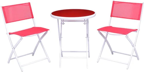 Miniatura 5 de Giantex Juego de mesa de bistró, juego de 3 piezas para patio, mesa y sillas plegables al aire libre, juego de comedor plegable para patio, juego