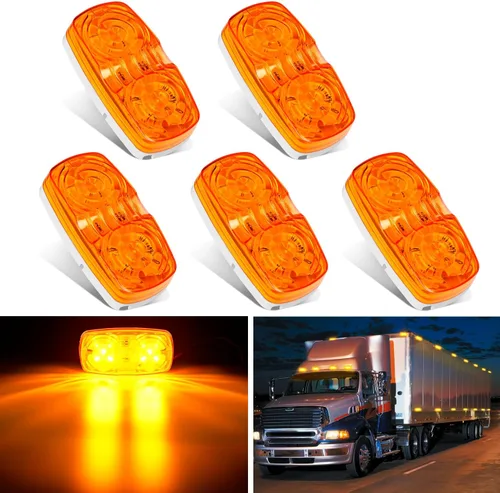 Nilight juego de 5 luces de marcador de doble objetivo ámbar 10LED rectangulares, luces indicadoras de despegue frontales laterales traseras 5