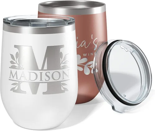 Miniatura 14 de Regalos para el Día de la Madre para mamá, vaso de vino personalizado con tapa, 12 onzas, negro, regalos personalizados para mujeres, vasos aislados