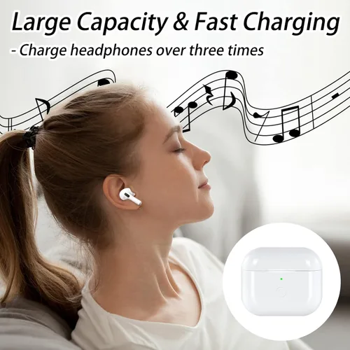 Miniatura 6 de Funda de carga inalámbrica de repuesto compatible con AirPod de 3ª generación, funda de cargador Air Pod 3 con botón de sincronización de Blanco