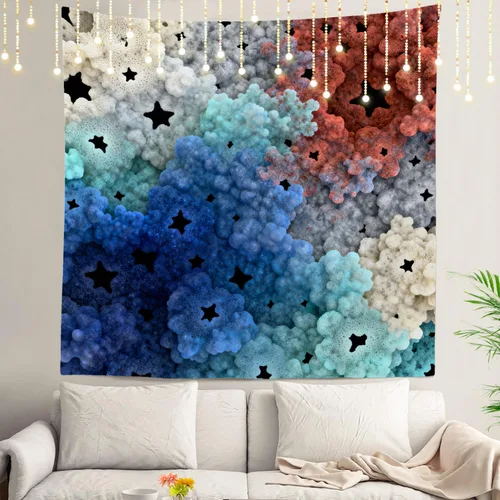 Miniatura 146 de Shrahala Tapiz de pared azul brillante, acuarela azul degradado para colgar en la pared, tapiz grande decorativo de fibra de poliéster, dobladillo