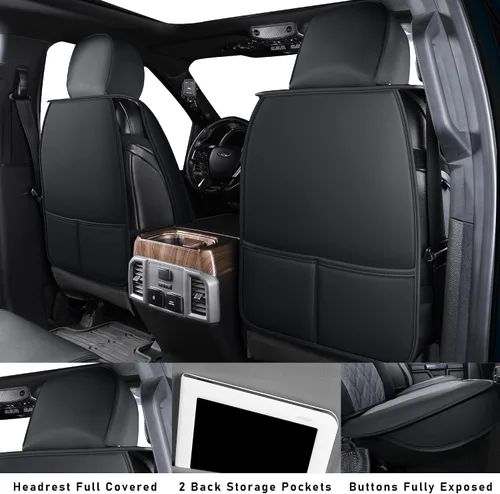 Miniatura 4 de Fundas de asiento de camión compatibles con Ford F-150 2009-2025 XL XLT Lariat King Ranch Platinum Tremor Pickup, protector de cojín de piel