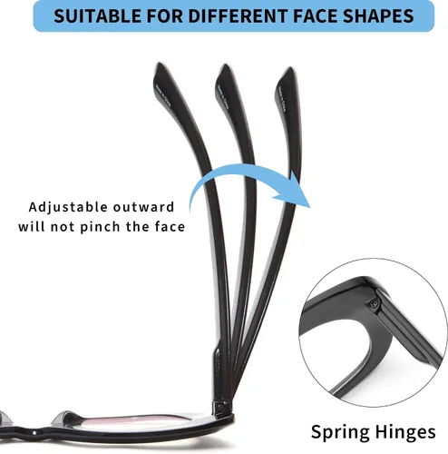 Miniatura 3 de JM Gafas de lectura con ojo de gato para mujer, lectores de computadora con bloqueo de luz azul con bisagra de resorte