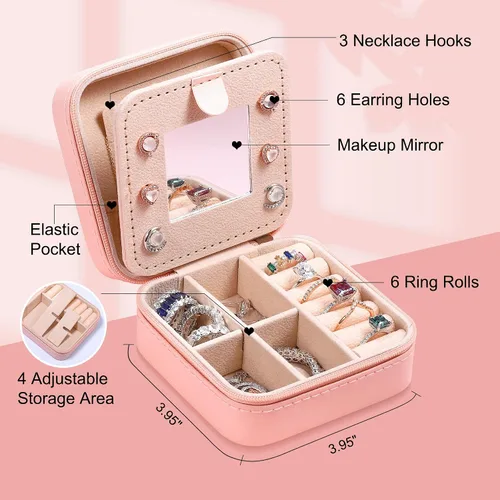 Miniatura 2 de Parima Joyero de viaje, organizador de joyas, pequeño estuche de viaje para mujer, mini joyero de viaje, estuche de joyería de viaje, estuche