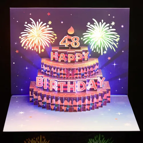 Miniatura 8 de Yinqing Tarjetas de cumpleaños número 11, tarjeta de felicitación de pastel de cumpleaños con luz y música, tarjeta de felicitación de regalo
