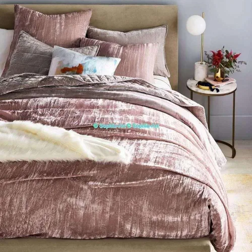 Miniatura 40 de Sophia-Art - Juego de 3 piezas de ropa de cama de terciopelo de rayón ultra lujo, funda de edredón boho de un solo color, funda de colcha