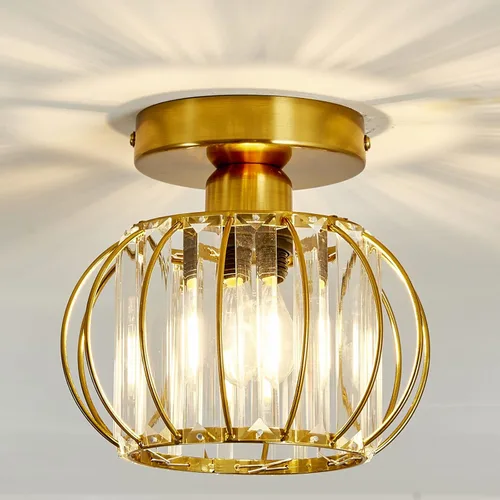 Miniatura 16 de YYJLX Lámpara de Techo Empotrada de 3 Luces, Candelabro de Cristal Moderno Negro E26, Iluminación Interior para Pasillo, Dormitorio, Baño
