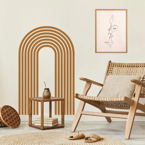 Miniatura 5 de Kazova - Calcomanía de arco de pared marrón - Grandes calcomanías modernas de estilo boho para cabecero, abstractas, retro, para despegar y pegar