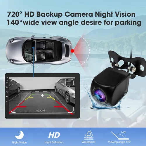 Miniatura 7 de Haudio Estéreo de coche de 10.1 pulgadas de un solo DIN, radio de pantalla táctil giratoria con Apple CarPlay inalámbrico y Android Auto, cámara
