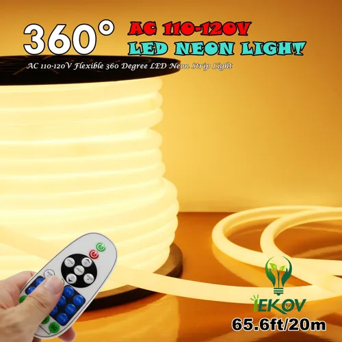 Miniatura 15 de [Actualización] Luz LED de neón de 360°, IEKOV™ CA 110-120 V, tira de luces LED de neón flexible de 360 grados, regulables e impermeables de neón +