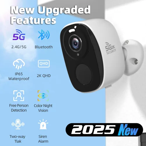 Miniatura 2 de Paquete de 4 cámaras de seguridad inalámbricas para exteriores 2.4G y 5G WIFI, cámara interior alimentada por batería 2K para seguridad del hogar