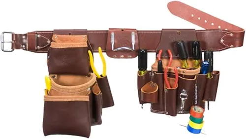 Occidental Leather Pro Electrician Set – Pequeño – 23 bolsillos y portaherramientas – Cuero de primera calidad – Fabricado en Estados Unidos