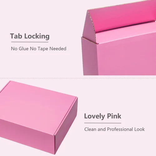 Miniatura 4 de Timirog Cajas de envío rosa de 13x10x3 pulgadas, paquete de 20 - Caja de correo de cartón corrugado para pequeñas empresas, sobre de correo
