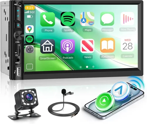 Miniatura 10 de Podofo - Estéreo de auto de doble DIN con radio, pantalla táctil Bluetooth de 7 pulgadas manos libres, Mirror Link, USB, SD, FM, receptor de audio