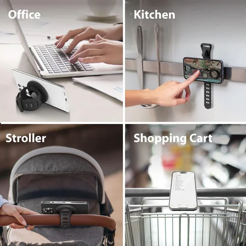 Miniatura 6 de BONE Soporte magnético para teléfono de gimnasio, soporte MagSafe para teléfono para entrenamiento y ciclismo en interiores, correa de silicona
