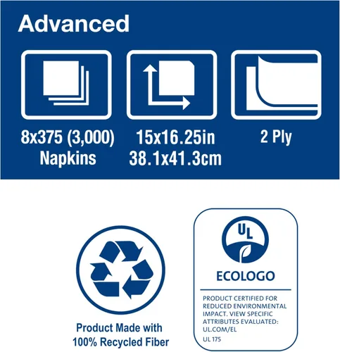 Miniatura 7 de Tork Advanced NP5240C Servilletas suaves, plegadas en 1/4, diseño de hojas en relieve, 2 capas, 15 pulgadas de ancho x 16.25 pulgadas, color blanco