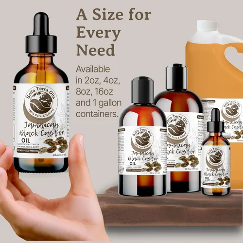 Miniatura 8 de Bella Terra Oils Aceite de ricino negro puro para cabello y piel – 1 galón, fortificante e hidratante, brillo, hidrata