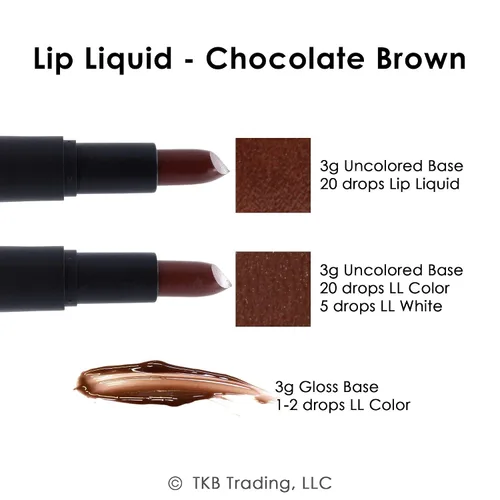 Miniatura 4 de TKB - Color líquido humectante para brillo labial, colorante para brillo y lápiz labial, hecho en Estados Unidos Marrón chocolate