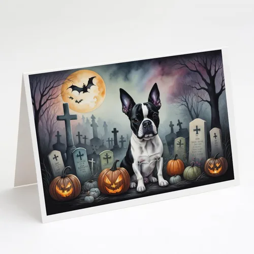 Miniatura 39 de Caroline's Treasures DAC2018GCA7P - Tarjetas de felicitación y sobres de Halloween espeluznantes de Border Collie, paquete de 8 tarjetas en blanco