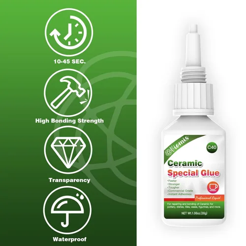 Miniatura 2 de 30g de pegamento cerámico, pegamento super cerámico instantáneo para reparación de porcelana y cerámica, secado rápido Resistente al calor