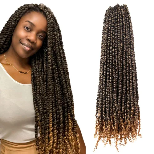 Miniatura 8 de BOHOBABE Cabello de Ganchillo Pre-retorcido Passion Twist de 14 Pulgadas Cabello Corto Ombré Gris Pre-enrollado de Ganchillo Passion Twist para Gris