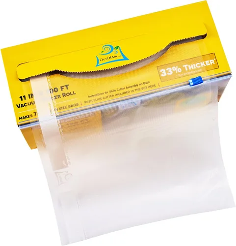 Miniatura 4 de OutOfAir Rollos de Bolsas Selladoras al Vacío de 11" x 100' y Caja Dispensadora con Cortador - Libre de BPA, 4 mil de Espesor - Excelente para Sous