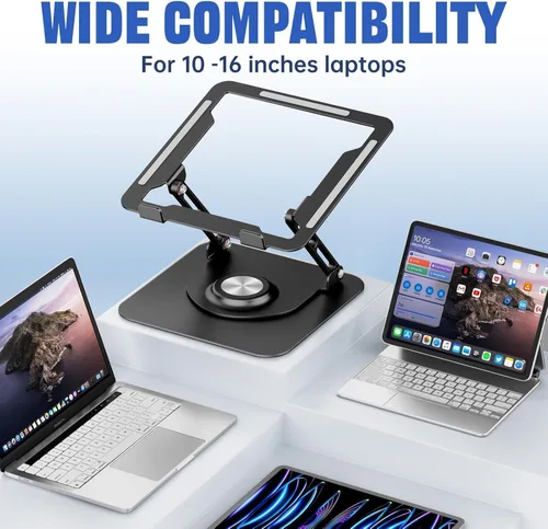 Miniatura 5 de JOYEKY Soporte para computadora portátil para escritorio, soporte de computadora ajustable con base giratoria de 360°, elevador ergonómico