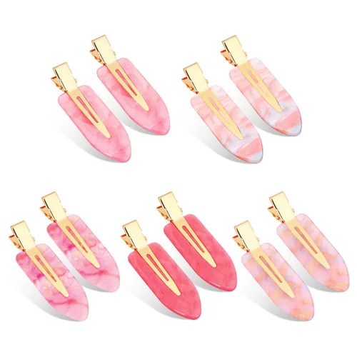 Miniatura 12 de 9 piezas de pinzas para el pelo sin dobleces, pinzas para rizos sin arrugas con diseño de cuadros, resina acrílica plana para peinado, barrette