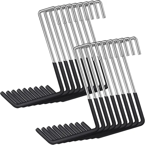Miniatura 10 de BOBOKA Paquete de 6 ganchos resistentes para colgar ganchos grandes con revestimiento de vinilo en forma de S para colgar escaleras, perchas