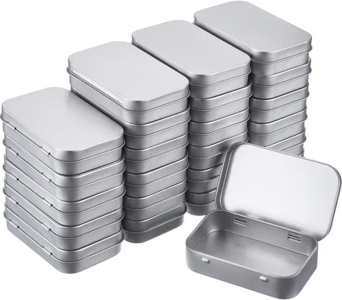 Miniatura 11 de Hotop Paquete de 3 recipientes rectangulares de metal de 3.75 x 2.45 x 0.8 pulgadas, recipientes con tapas, mini caja pequeña portátil para el Negro