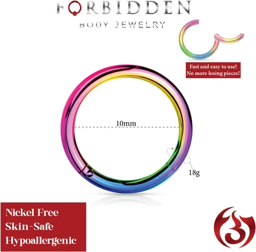 Miniatura 30 de Forbidden Body Jewelry - Piercing para la nariz de acero quirúrgico 316L con bisagra, 14G, 16G, 18G, diámetro de 15/64, 5/16, 25/64, 15/32 pulgadas