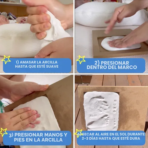 Miniatura 3 de Bubzi Co Kit de huellas de manos y pies para bebé, marco conmemorativo de huellas de manos de arcilla, marcos de fotos para guardería de recién