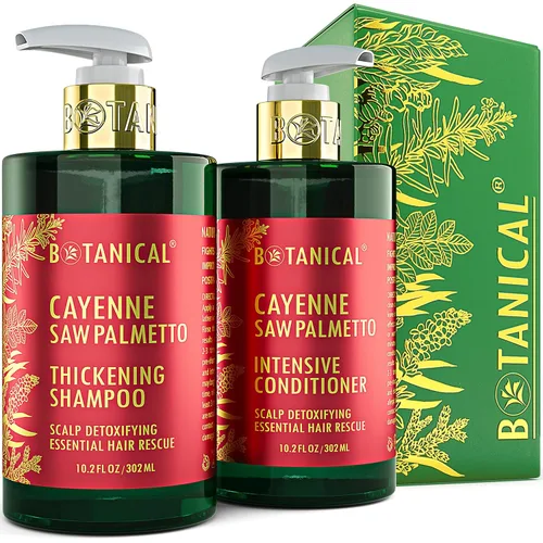 Champú botánico para el crecimiento del cabello y acondicionador antiadelgazamiento "Scalp Detox" Cayenne Saw Palmetto Shampoo para pérdida de