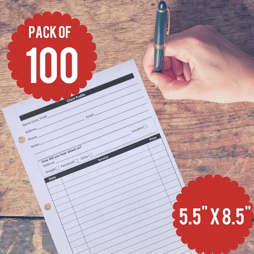 Miniatura 3 de Insertos de planificador A5 – Tarjetas de carpeta de perfil de cliente para pequeñas empresas, paquete de 100, 5.5 x 8.5 pulgadas, insertos